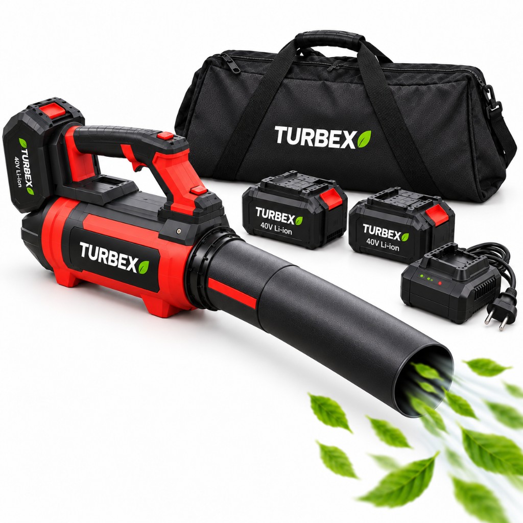 Suflantă Turbex 3000W cu două baterii și accesorii